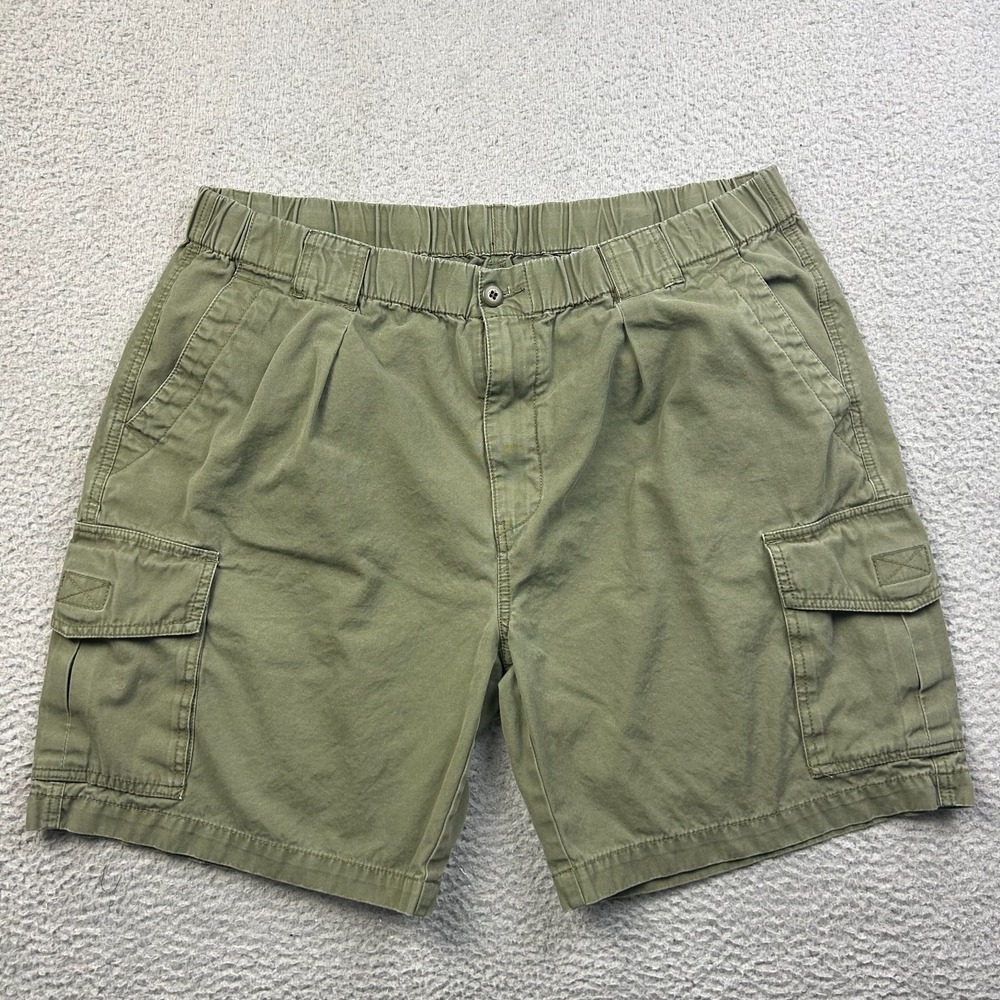 Tommy Bahama Relax Shorts Mens L Green Cargo Cotton Elastic Waist Outdoor Casual